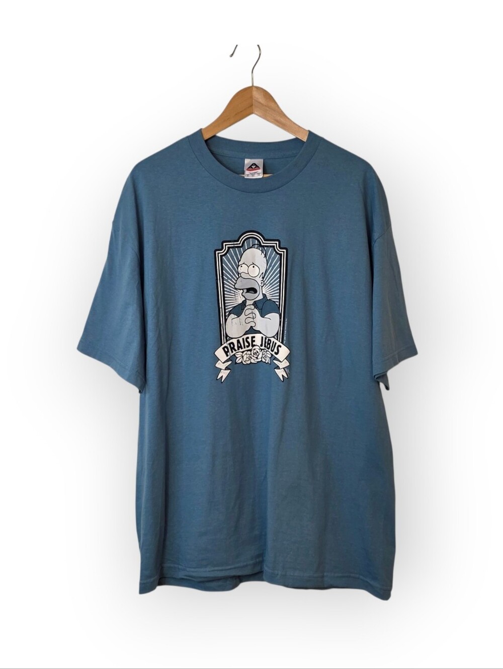Vintage The Simpsons Homer Praise Jebus Blue Men's T Shirt XL
